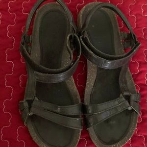 Womens TEVA Black Leather Sandals Size 8